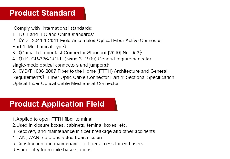 Factory Sc LC Fast Connectors Fiber Optic Fast Connectors