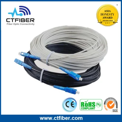 FTTH Sc-zu-Sc-Singlemode-Faser-optisches Drop-Wire-Kabel, weißes Kabel